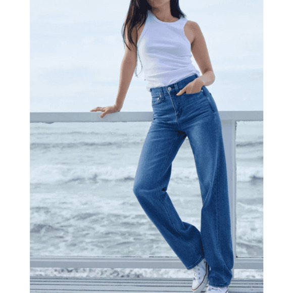 AYR The Secret Sauce Wide Leg Jeans Medium Wash High Rise Loose Denim 34S - Picture 1 of 10
